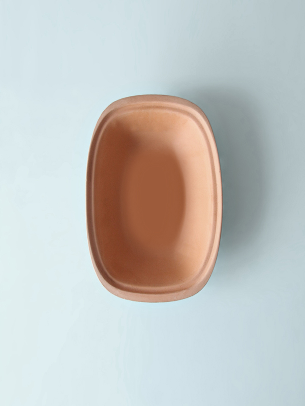 un bol rectangulaire céramique, couleur orange